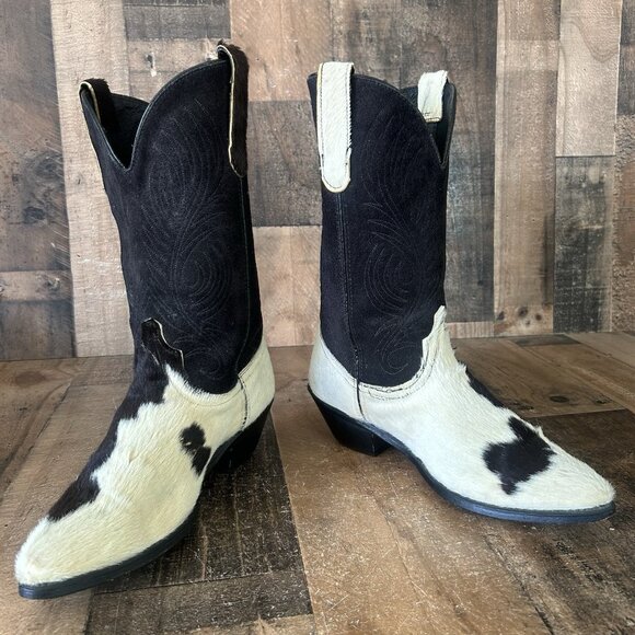 Code West By Dan Post Vintage Hair On Hide Cowboy Boots Mens 8.5 M - Picture 10 of 12